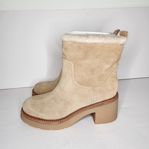 Vince Redding Shearling lined Women's Tan Suede Booties Size 8.5